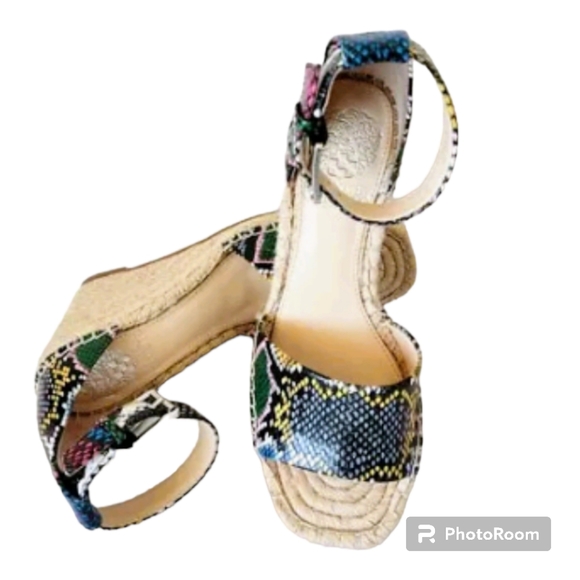 Vince Camuto Womens Maaza Embellished Ankle Strap Wedges 8.5 - Picture 2 of 5